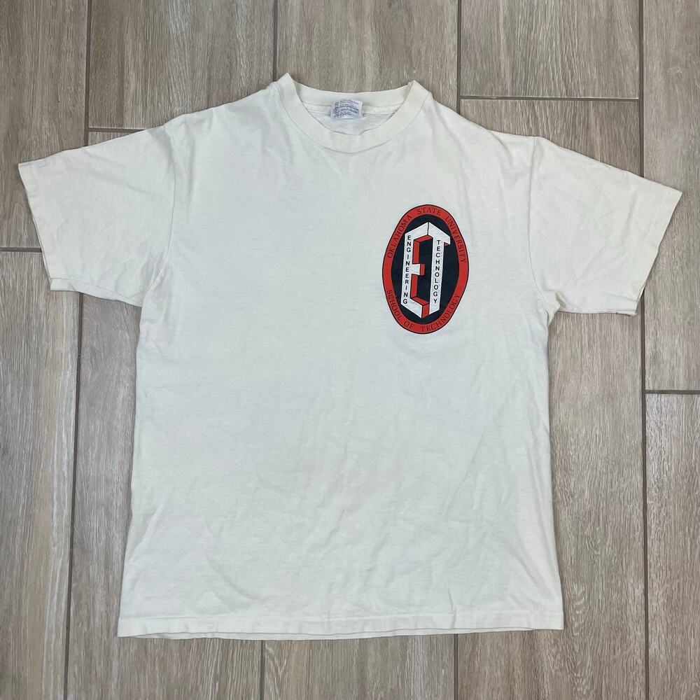 Vintage Oklahoma State University Tech T Shirt Mens L Single Stitch USA OSU